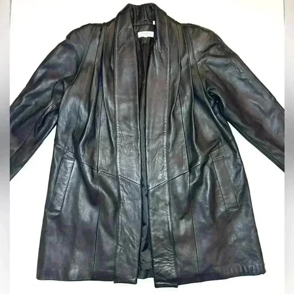 SSATORI Womens Open Front  Vintage Leather Jacket Size Large - Picture 1 of 10